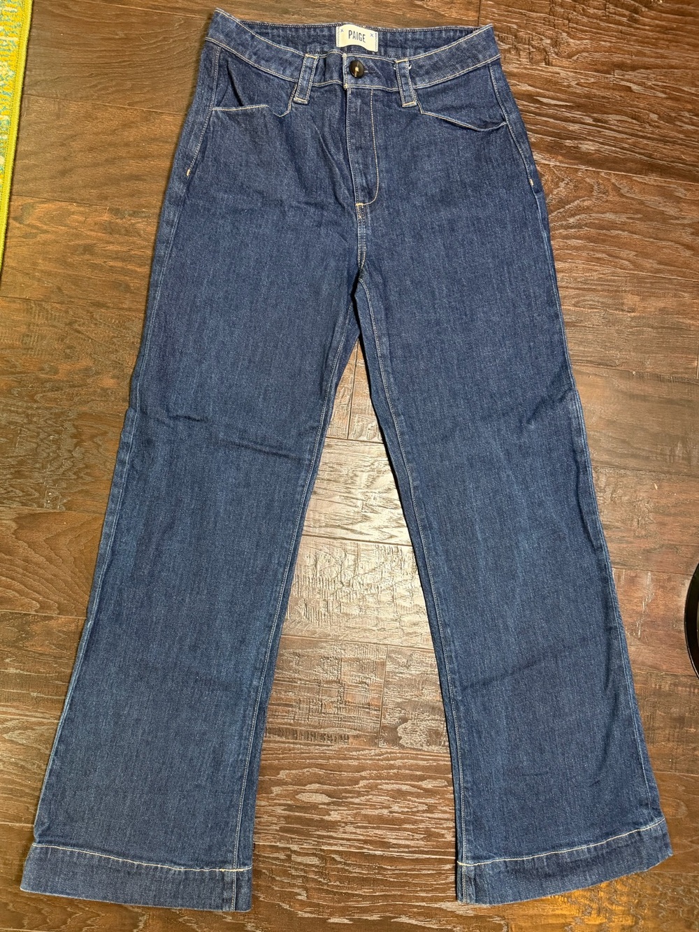 PAIGE Leenah High Rise Wide Leg Jeans Sz 28 Ceremony Dark Wash Stretch Denim - Picture 2 of 9